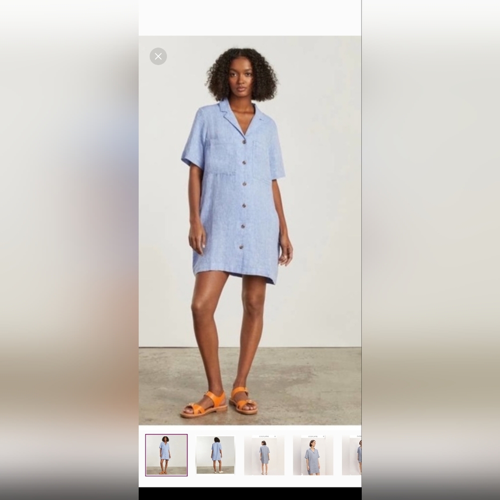 Everlane 100% Linen Utility Shirt dress Size XL